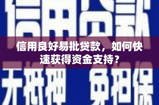 西平信用良好易批贷款，如何快速获得资金支持？