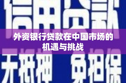 新华外资银行贷款在中国市场的机遇与挑战
