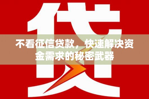 顺河不看征信贷款，快速解决资金需求的秘密武器
