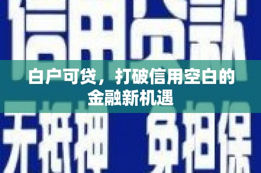 肇东白户可贷，打破信用空白的金融新机遇