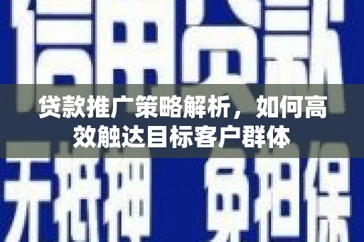 石龙贷款推广策略解析，如何高效触达目标客户群体